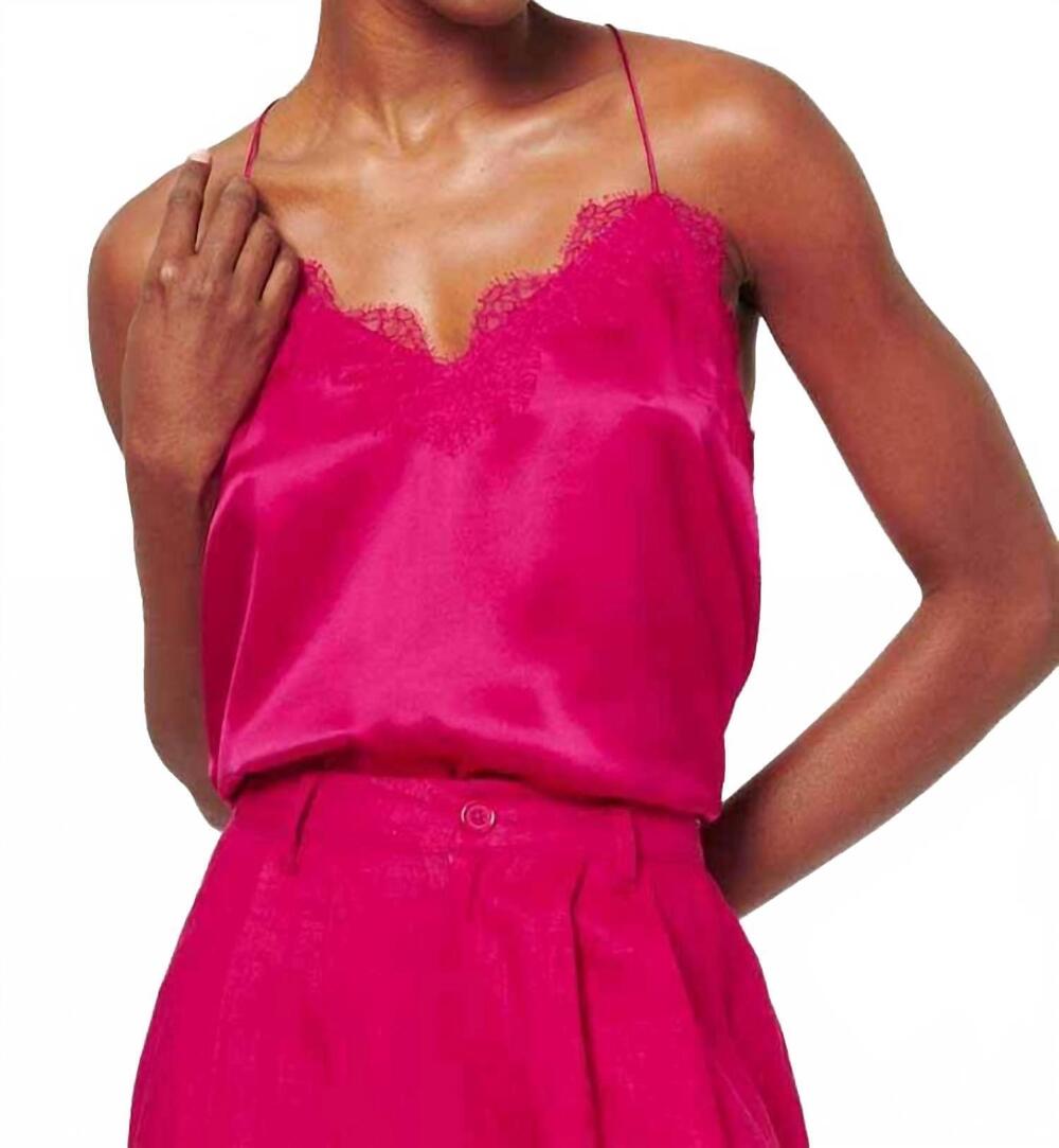 NEW CAMI NYC racer charmeuse cami top in raspberry